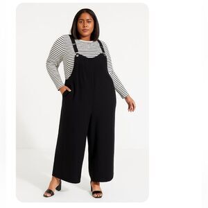 Soncy Black Jumpsuit with Suspenders Size 2 (Soncy size) Equals Size 18 - 20 NWT
